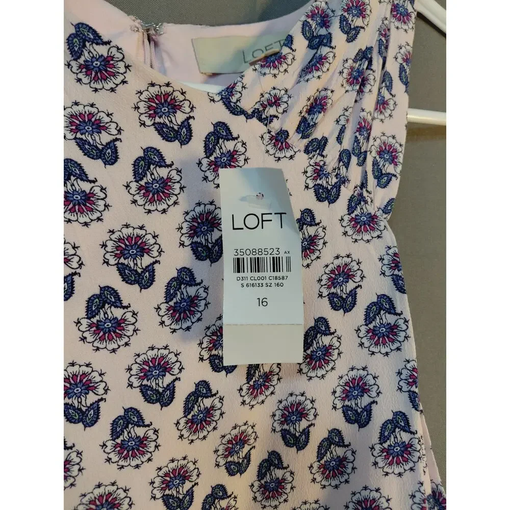 NWT Loft White Floral Peplum Top Women Size 16